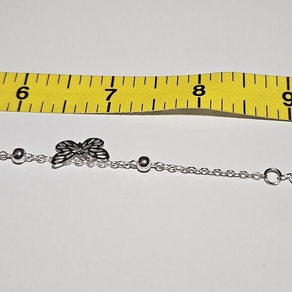Womens Silver Tone Filigree Butterfly Ankle Bracelet Anklet 8.5 - 11" - Picture 8 of 15